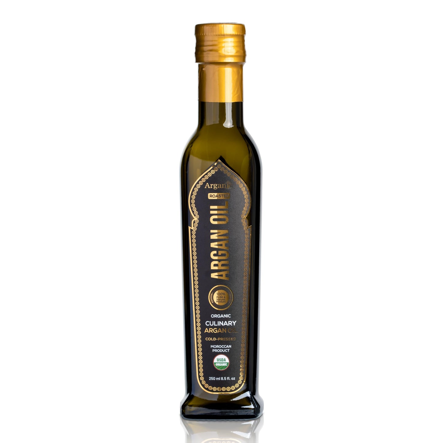 Arganic 250 ml Organic Cold Press Extra Virgin Argan Oil with oleic acid Rich from Morocco | Newly Harvested Unprocessed from Atlas Mountains UV Protected Bottle