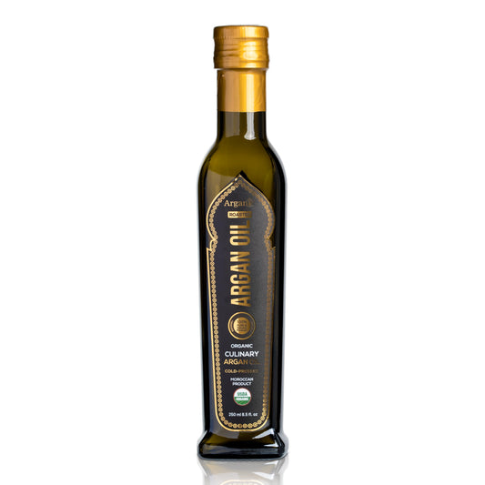 Arganic 250 ml Organic Cold Press Extra Virgin Argan Oil with oleic acid Rich from Morocco | Newly Harvested Unprocessed from Atlas Mountains UV Protected Bottle