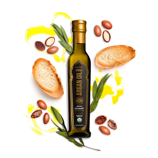 Arganic 250 ml Organic Cold Press Extra Virgin Argan Oil with oleic acid Rich from Morocco | Newly Harvested Unprocessed from Atlas Mountains UV Protected Bottle